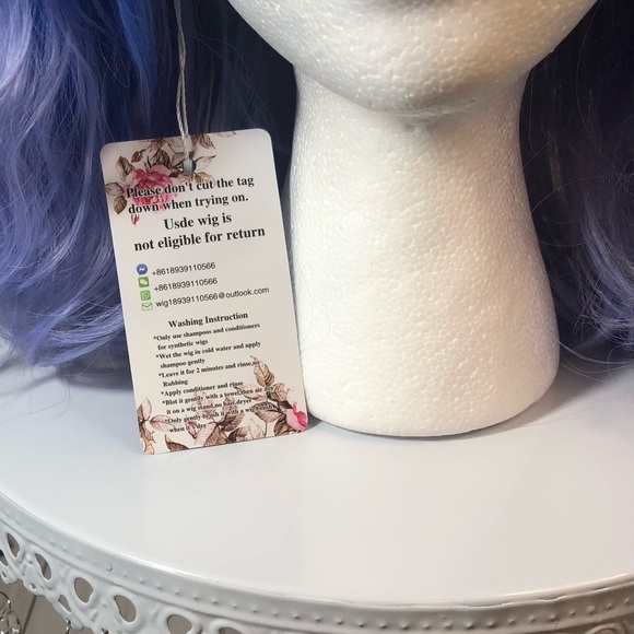 Blue Gradient Shoulder Length Wavy Wig with Bangs - New, never worn - Picture 7 of 8